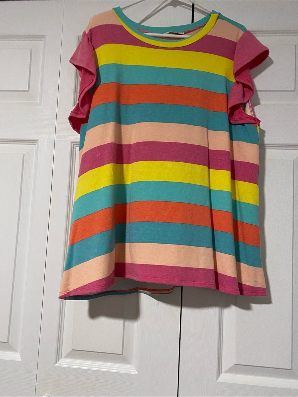 Striped Cold-Shoulder Casual Top in Multicolor